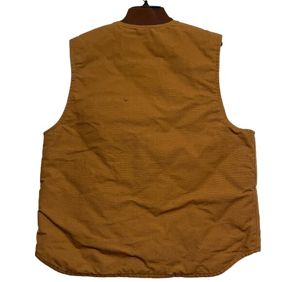 Carhartt Branded Relaxed Fit Men's Brown Work Wear Full Zip Vest - Picture 4 of 9